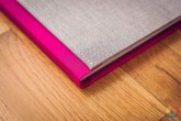 Album de ComuniÃ³n Caja Lazo Lino Fucsia