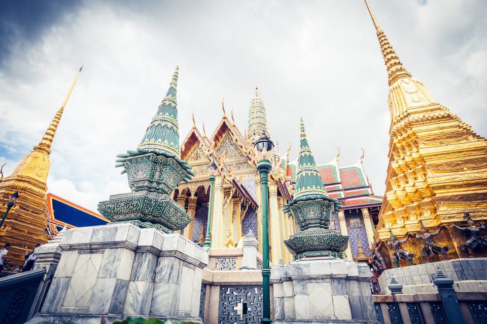 Exterior view of a religious complex with ornate architecture.